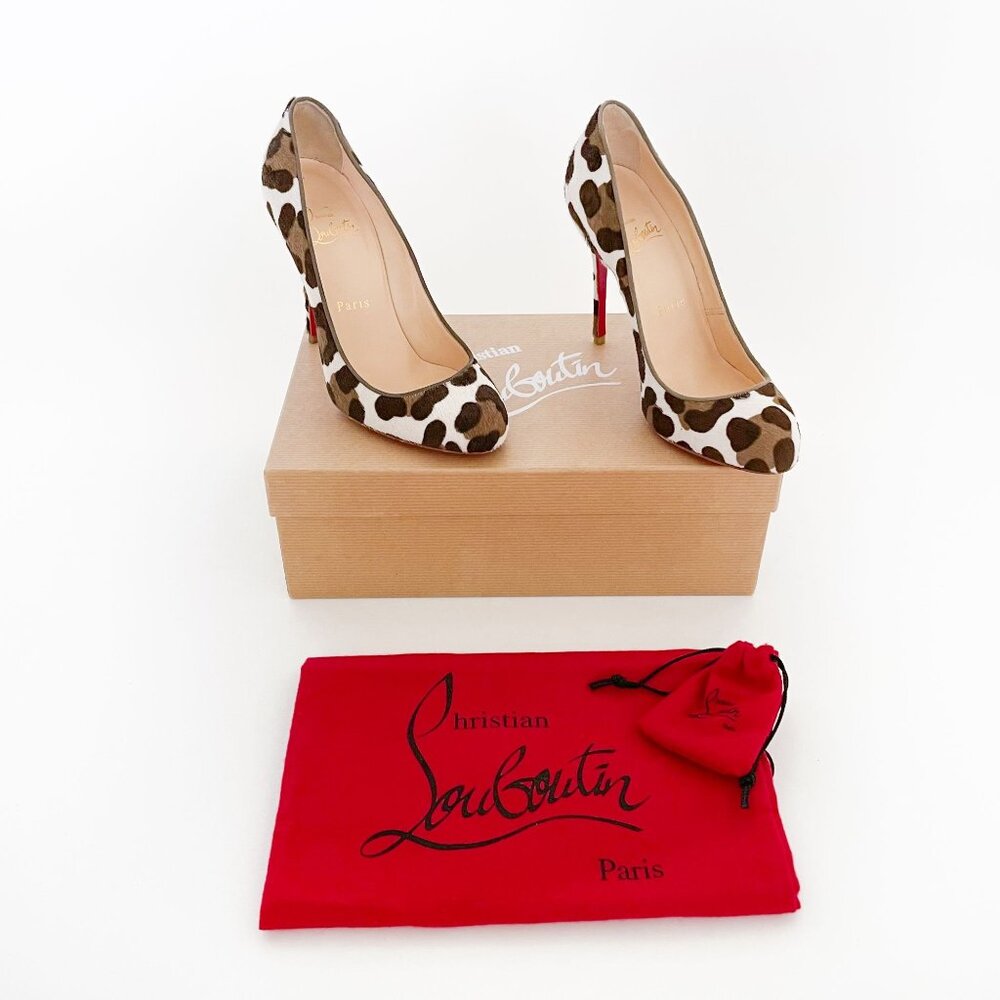 Christian Louboutin Fifi 100 Pumps EU 36 US 6 Brown Leopard Calf Hair High Heels